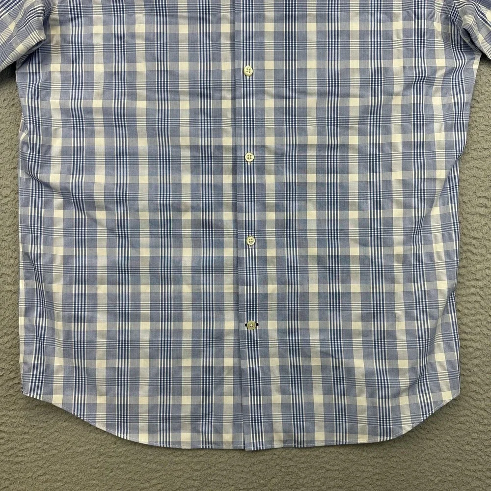 Banana Republic Shirt Mens Large Blue Plaid Camden Fit Non-Iron Long‎ Sleeve